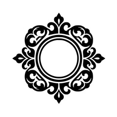 Elegant Black and White Floral Frame for Logos & Design Elements