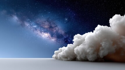 Majestic Cosmic View with Stars and Clouds Against a Gradient Sky Backdrop for Dreamy Visuals