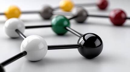 Colorful Molecular Structure with Colorful Spheres and Connecting Rods on a Smooth Surface