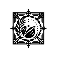 Elegant Black & White Botanical Emblem Design