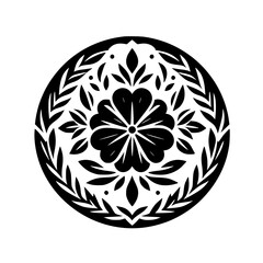 Black and White Floral Mandala Design
