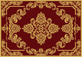 Elegant Red and Gold Damask Floral Pattern