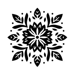 Ornamental Black and White Floral Mandala Design