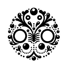 Elegant Black & White Circular Ornament with Pearl-like Accents