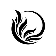 Fototapeta premium Elegant Black and White Floral Logo, Abstract Design, Minimalist Style
