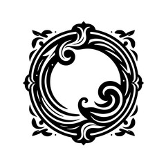 Black and White Decorative Frame Design, Vintage Ornate Border Element