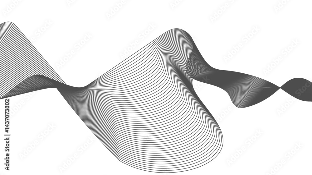 Poster thin wavy line abstract background. curve wave seamless pattern. line art striped graphic template.
