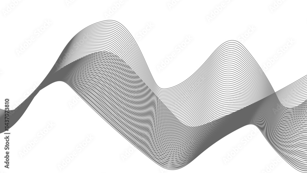 Poster thin wavy line abstract background. abstract black lines wave curve motion on white background. vect