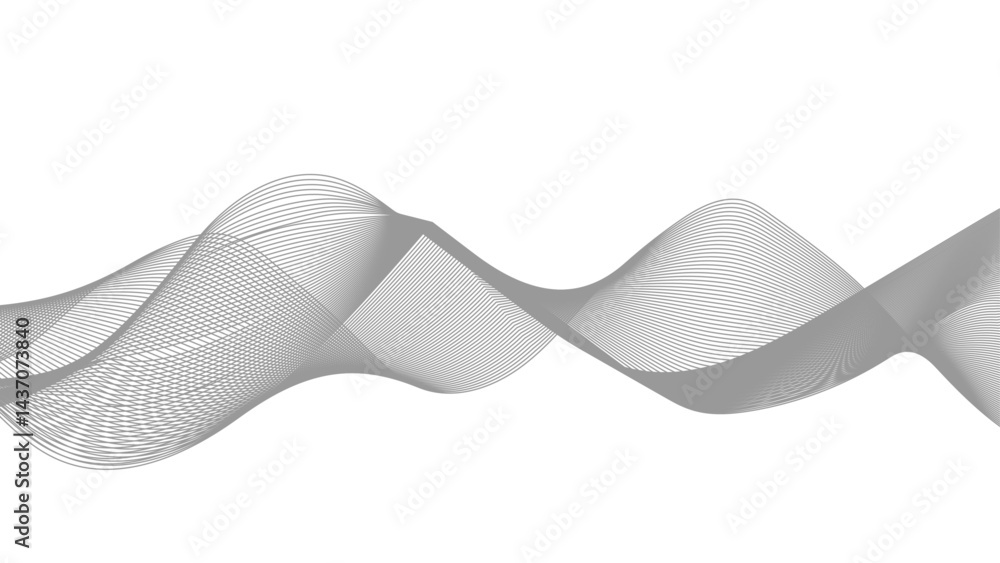 Poster thin wavy line abstract background. abstract black lines wave curve motion on white background. vect