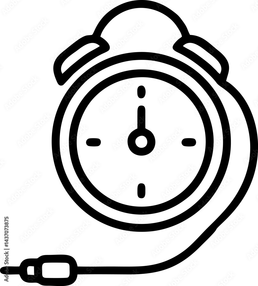 Poster oldfashioned clock with control cord depiction
