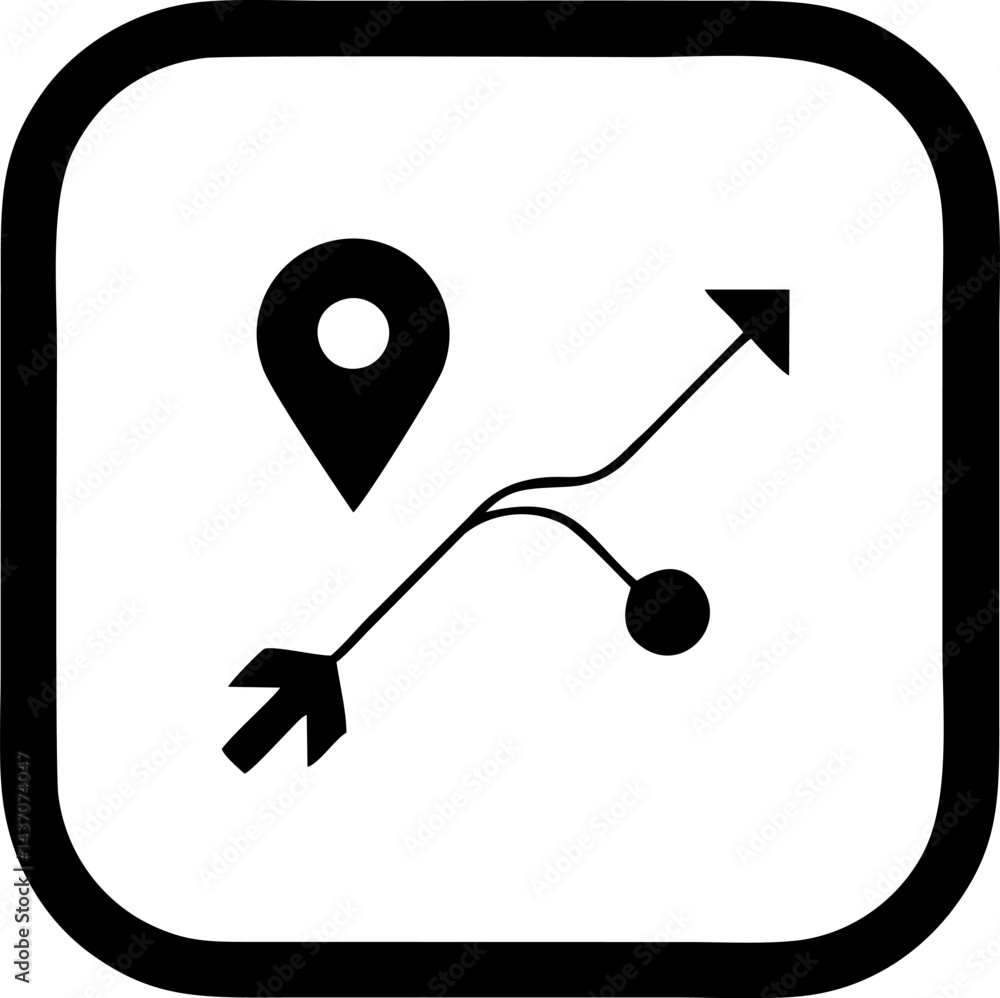 Poster route navigation a point arrow and detour