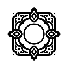 Black and White Ornamental Square Frame, Vector Illustration