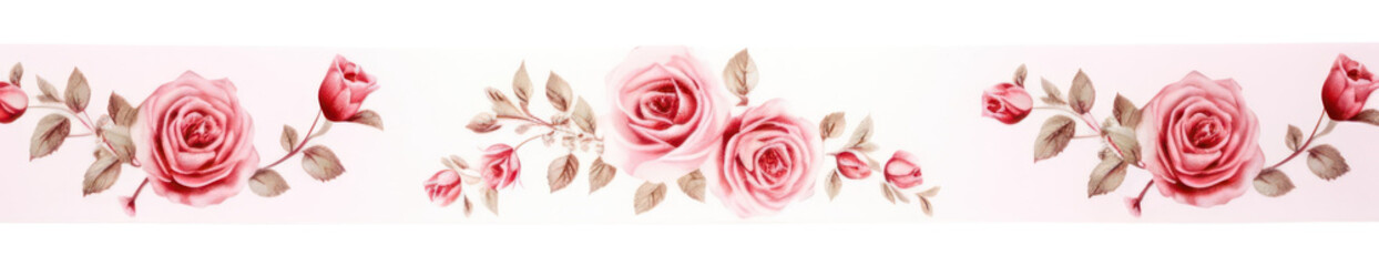 PNG Paper adhesive strip pattern rose flower.