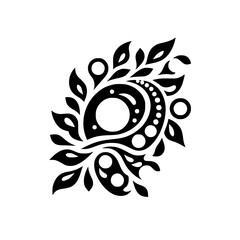 Ornamental Paisley Mandala Design, Black & White, Minimalist Style