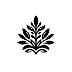 Elegant Black Leafy Design on White Background