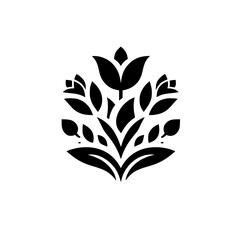 Minimalist Black Floral Design on White Background
