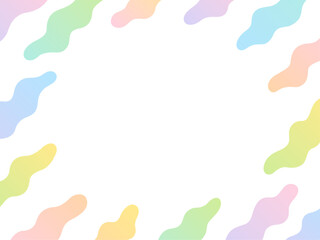 カラフルなグラデーションの右上がりの雲型の不定形のフレーム