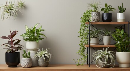 lush indoor gardening concept photo shows thriving home filled fresh plants decorative pots captured high quality to illustrate growing trend of home jungles eco-living modern green interior