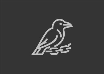 Raven with chain logo featuring dark, bold symbolism