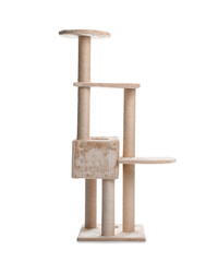 Big cat tree with scratching poles isolated on white