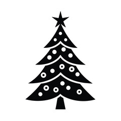 Christmas Tree Stencil Icon Vector Illustration