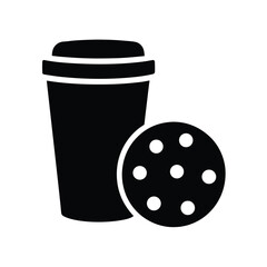 Coffee and Cookie Stencil Icon Vector Illustration