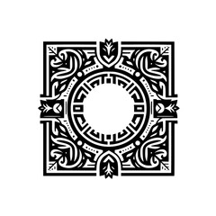 Intricate Black and White Ornamental Design Square Logo/Element