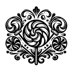 Ornate Black and White Lollipop Design