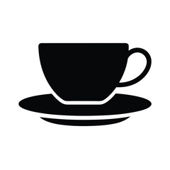 Cup and Saucer Stencil Icon Vector Illustration