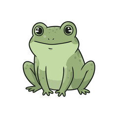 Obraz premium Cute Cartoon Frog Adorable Amphibian Character on White Background
