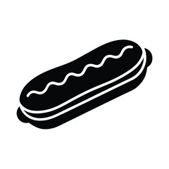 Eclair Dessert Stencil Icon Vector Illustration
