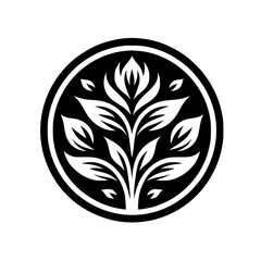 Elegant Black and White Floral Logo Design in a Circle