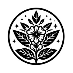 Floral Mandala: Black and White Botanical Design