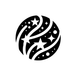 Cosmic Sphere Icon: Black & White Starburst Logo