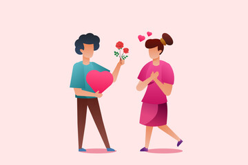 man and woman with heart