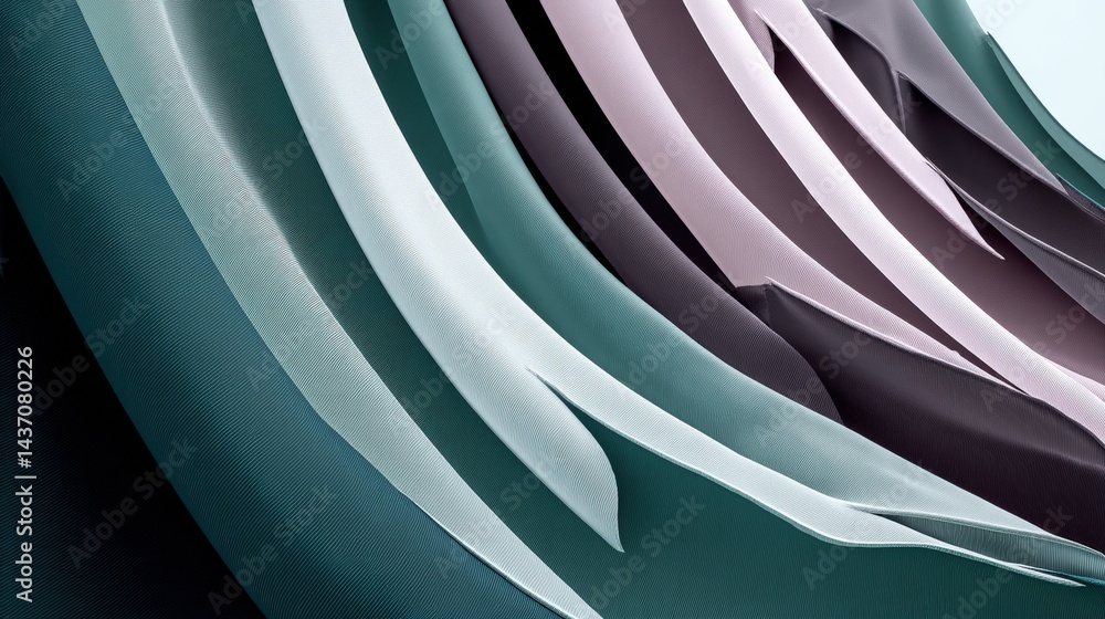Poster flowing layers of colored material showcasing smooth textures and subtle shading variations