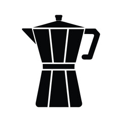 Moka Pot Coffee Maker Stencil Icon Vector Illustration