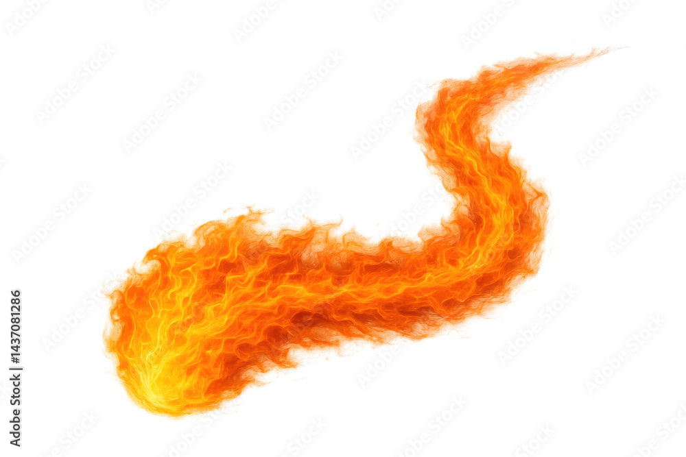 Poster a blazing fireball with a fiery tail streaks forward, creating an intense and dynamic visual effect.