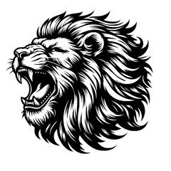 LIon head vector logo black and white