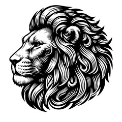 Obraz premium LIon head vector logo black and white
