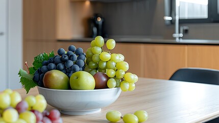 a bowl of fruit on a table