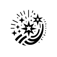 Black and White Starburst Logo Design: Festive Celebration Concept