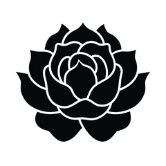 Peony Flower Stencil Icon Vector Illustration