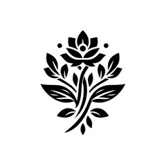 Black & White Floral Logo Design - Minimalist Flower & Leaves