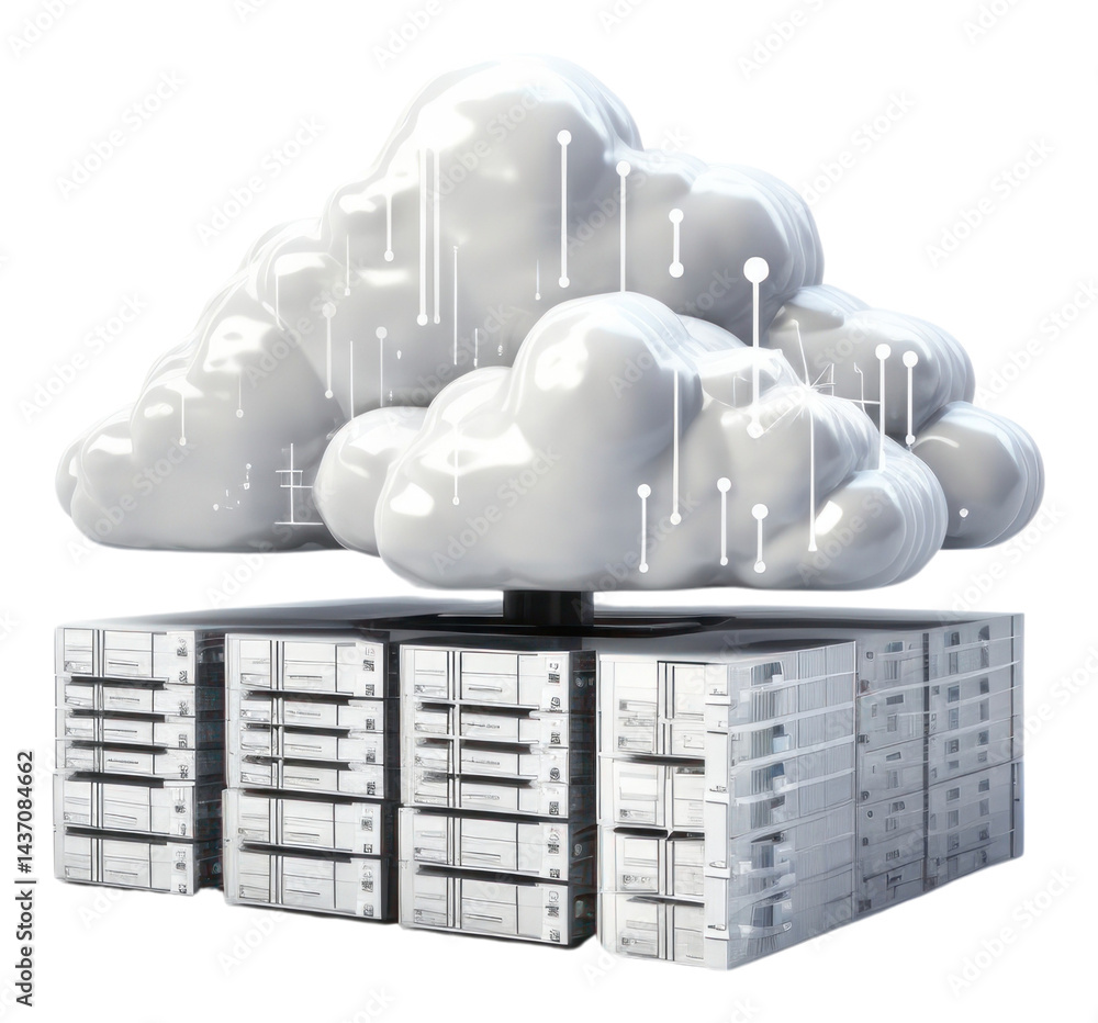 Poster png software server in a cloud electronics technology container.