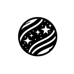 Celestial Sphere Silhouette: Stars & Stripes Icon on White