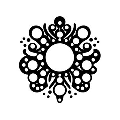 Abstract Black and White Ornament with Pearls and Decorative Elements