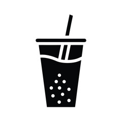 Boba Tea Stencil Icon Vector Illustration