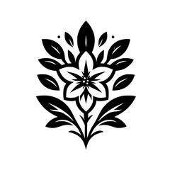 Elegant Black & White Floral Illustration: Emblem Design