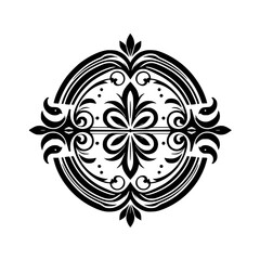 Elegant Black and White Floral Ornament Design Element